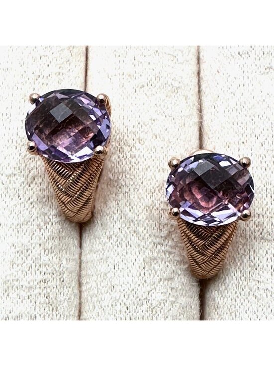 Judith Ripka Jewelry - Judith Ripka Pierced Earrings Amethyst Rose Gold Plated Sterling Silver